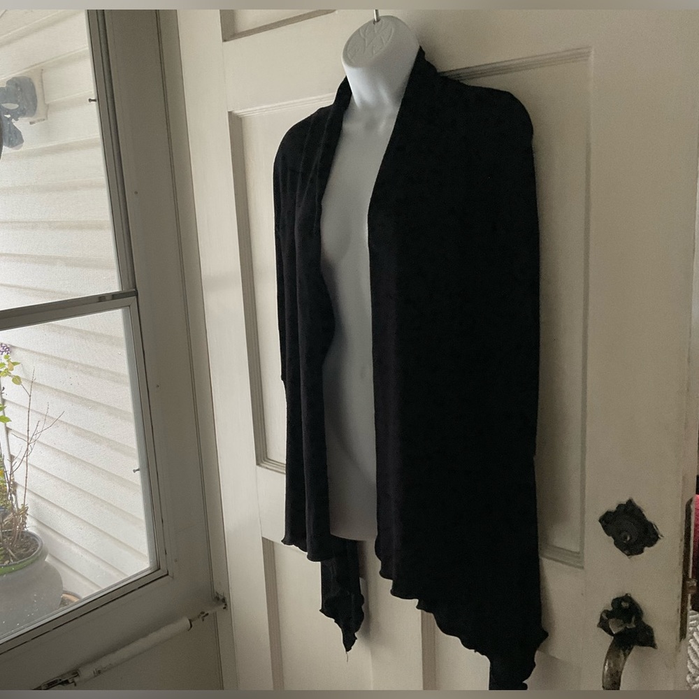 Black open sweater cardigan high/low